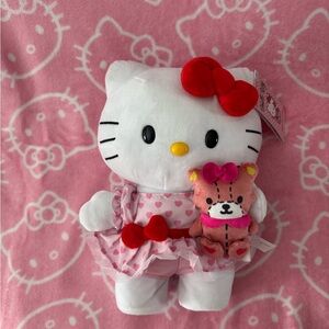 Animated Hello Kitty Plush with Red Bows and Pink Dress BNWT